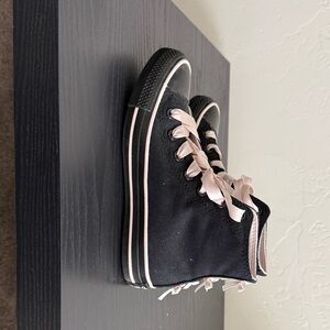 Converse Black High-Tops with Light Pink Laces